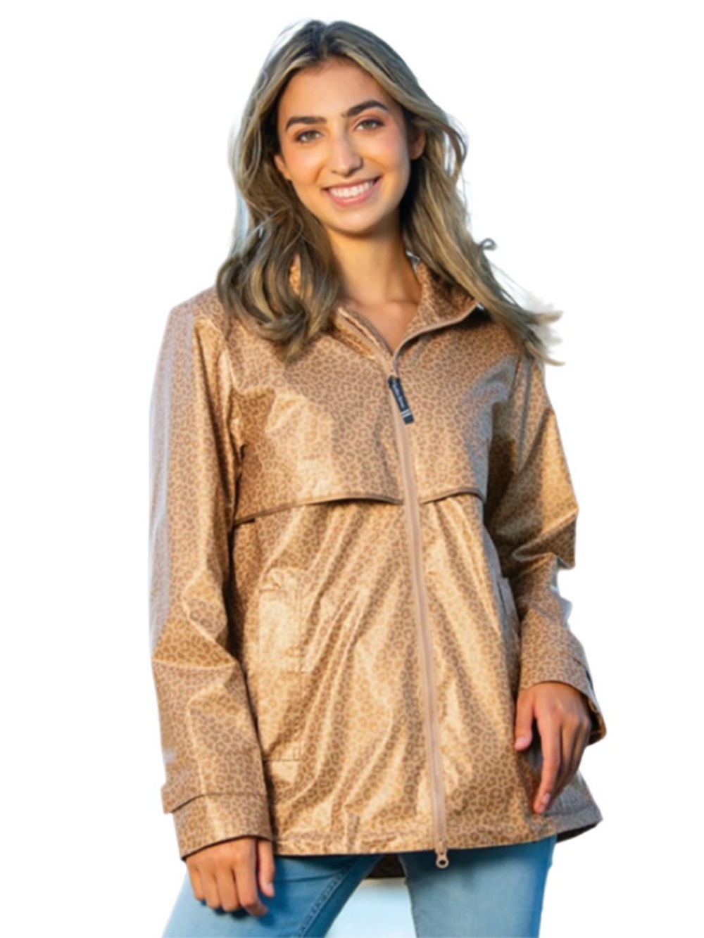 Charles River NewEngland Rain Jacket Gold Leopard-Print M NWT